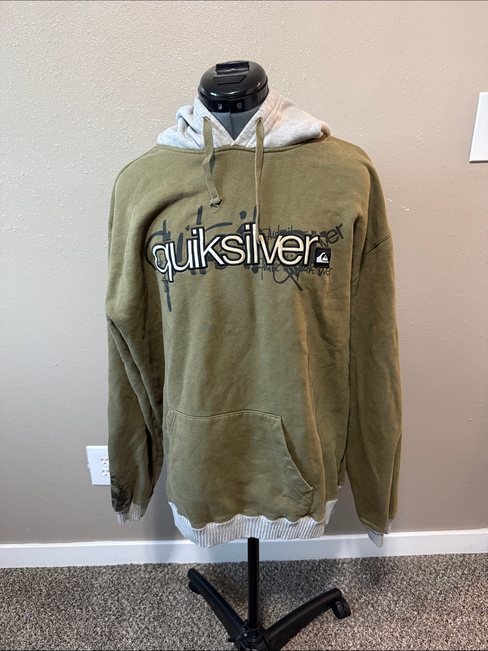Quiksilver Olive Green Vintage Pullover Hoodie